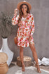 V Neck Long Sleeve Tie Waist Mini Dress